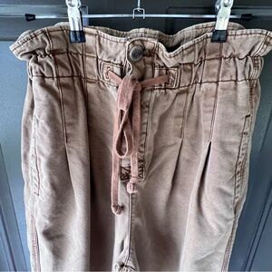 Free People Paperbag Waist Utility Pants Drawstring Tan Casual Tapered Size Smal
